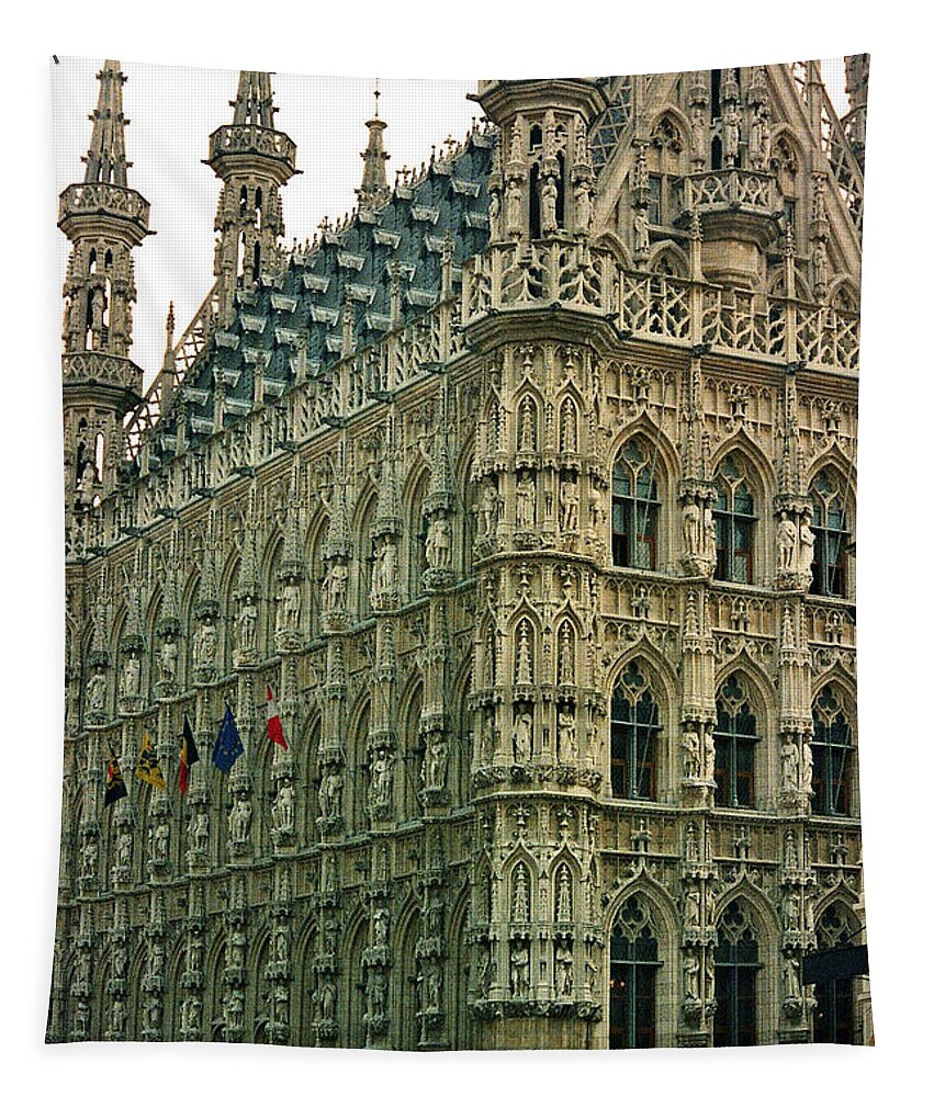 Late Gothic Architecture Tapestry featuring the photograph Late Gothic Town Hall Leuven Belgium by Greta Corens