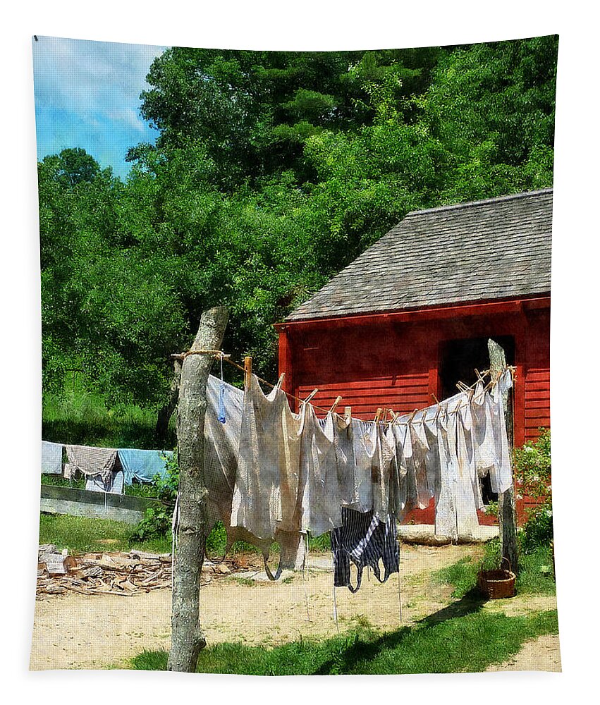 Clean Tapestry featuring the photograph Laundry Hanging on Line by Susan Savad