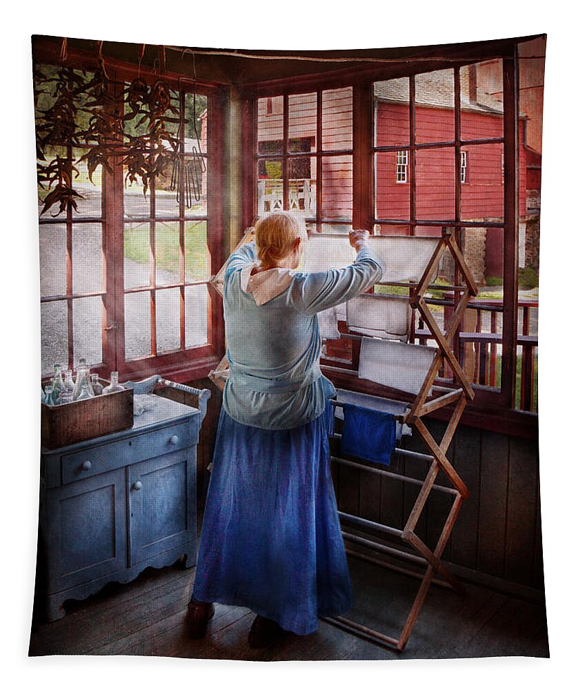 Miss Lady Blue Tapestry featuring the photograph Laundry - Miss Lady Blue by Mike Savad