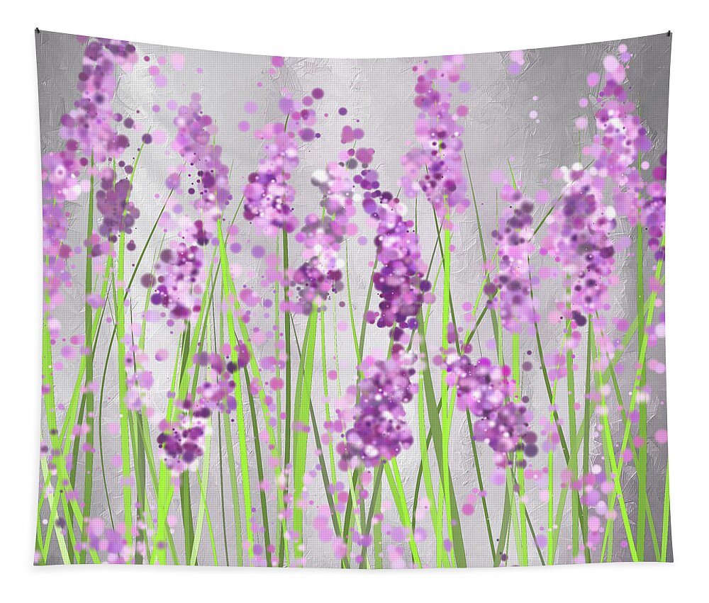 Lavender Tapestry featuring the painting Lavender Blossoms - Lavender Field Painting by Lourry Legarde