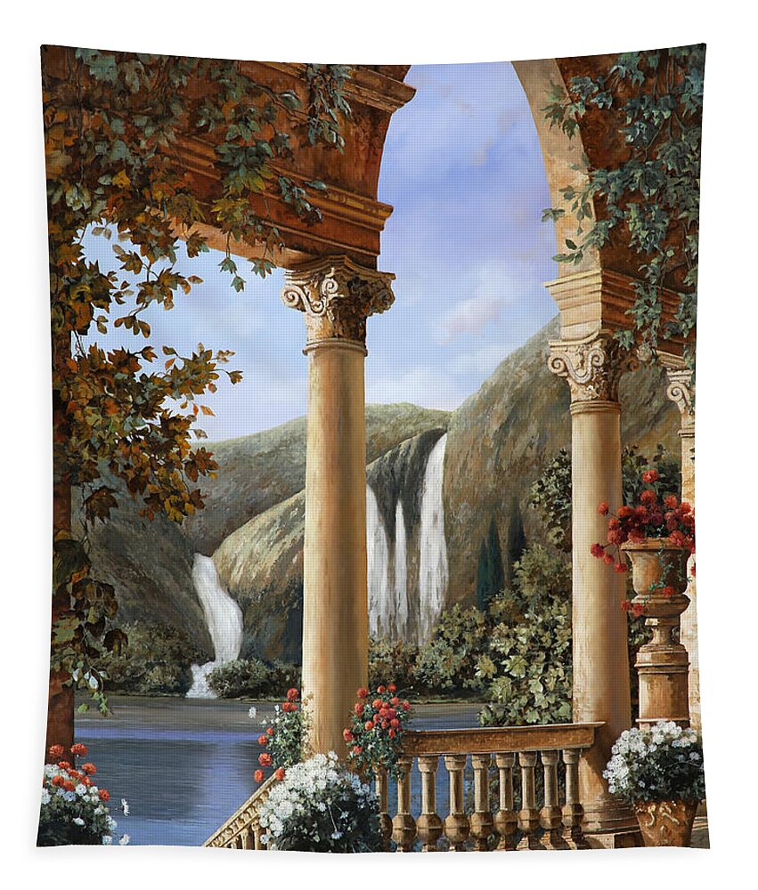 Water Fall Tapestry featuring the painting Le Cascate by Guido Borelli