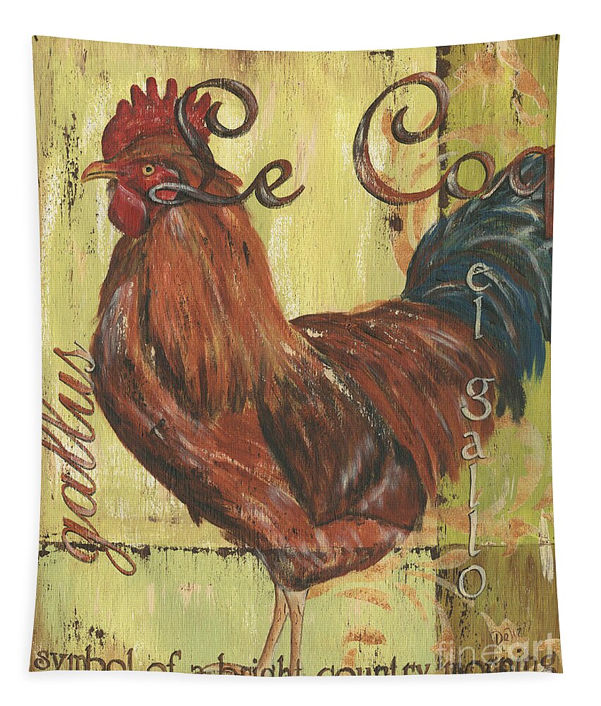 Rooster Tapestry featuring the painting Le Coq by Debbie DeWitt