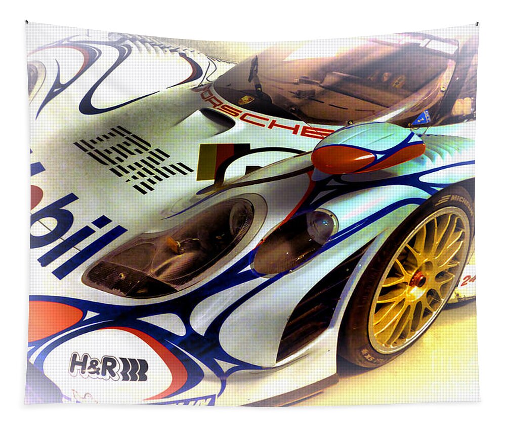 Mans Tapestry featuring the photograph Le Mans 1998 Porsche 911 GT1 by Olivier Le Queinec