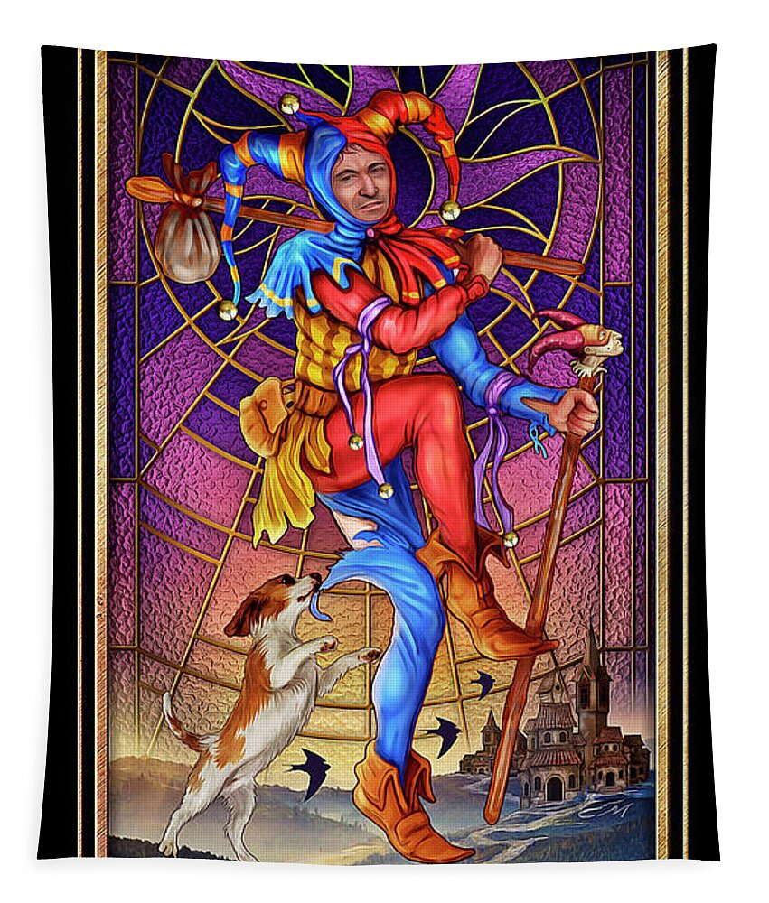 Tarot Tapestry featuring the drawing Le Mat by MGL Meiklejohn Graphics Licensing