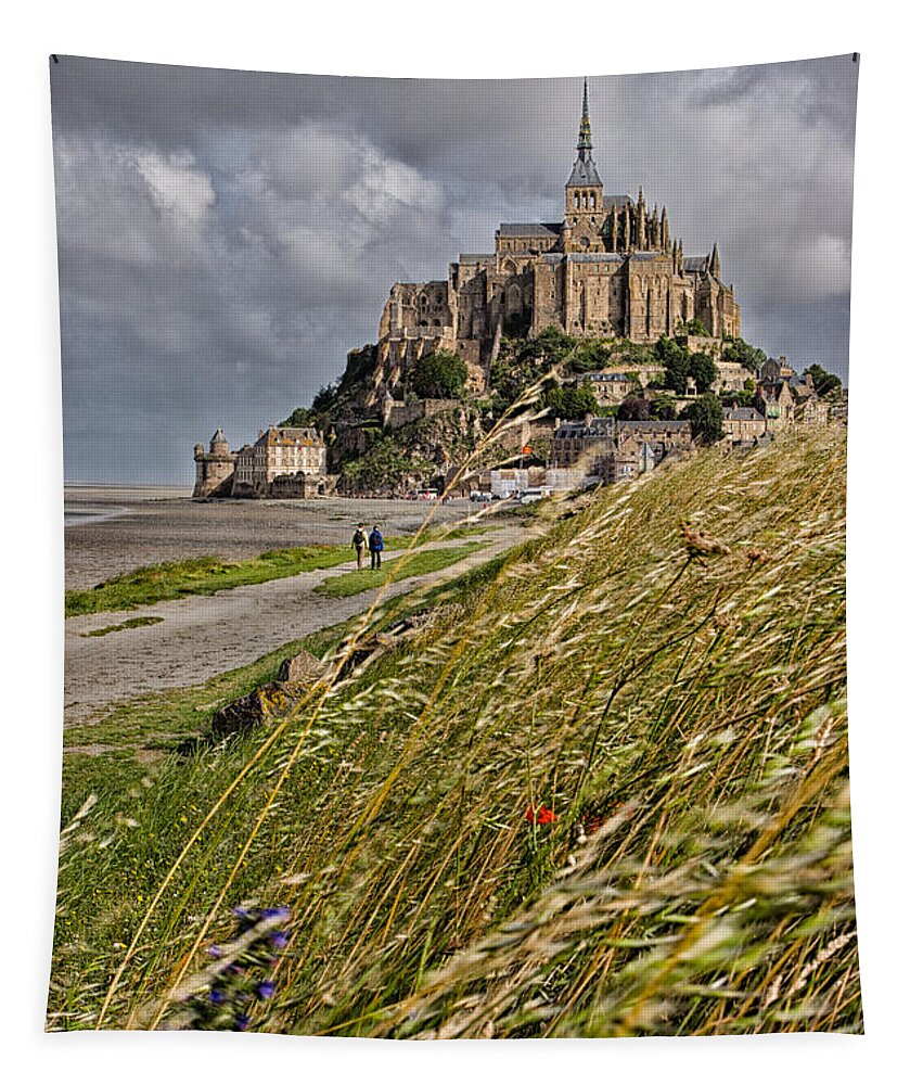 Le Mont St Michel Tapestry featuring the photograph Le Mont St Michel by Nigel R Bell