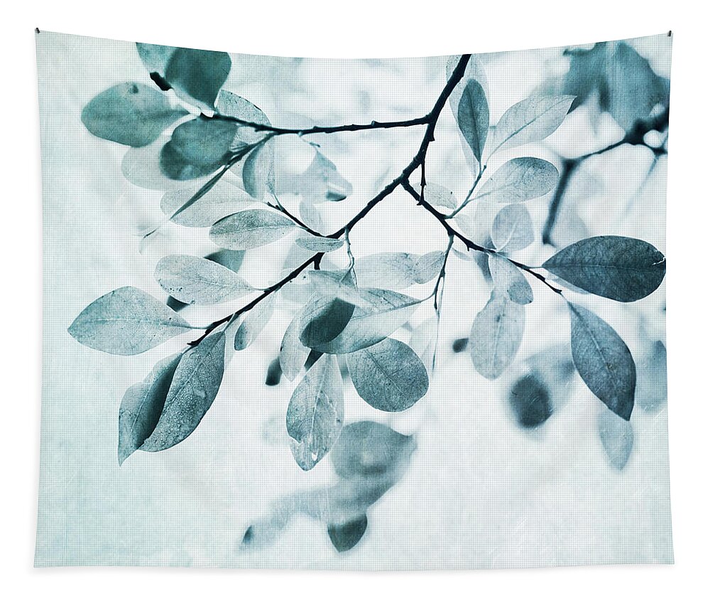 Foliage Tapestry featuring the photograph Leaves In Dusty Blue by Priska Wettstein