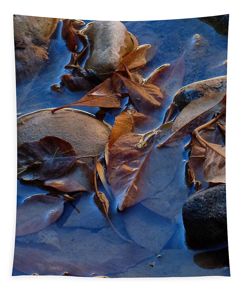 Leaf Tapestry featuring the photograph Leaves in Iridescent Water by Marcia Socolik