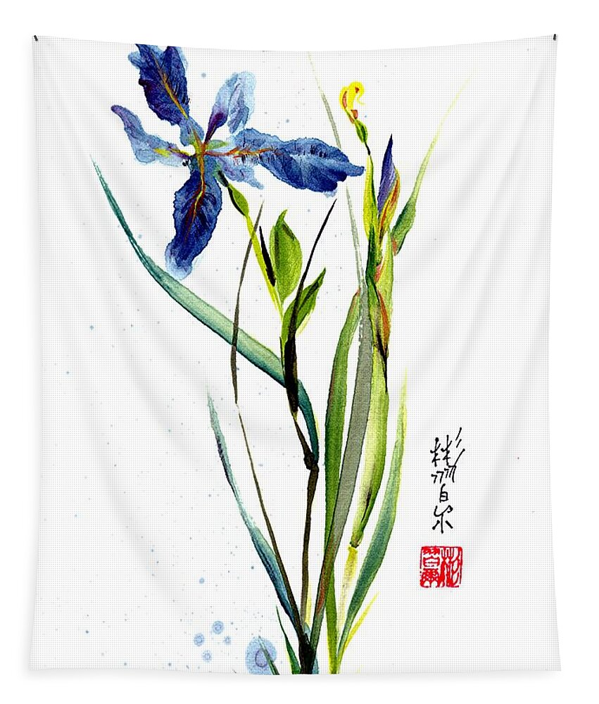 Chinese Brush Painting Tapestry featuring the painting Leaving Zen by Bill Searle