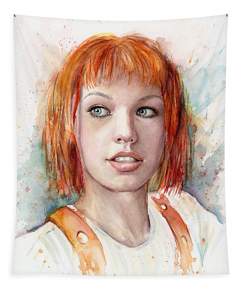 The Fifth Element Tapestry featuring the painting Leeloo by Olga Shvartsur