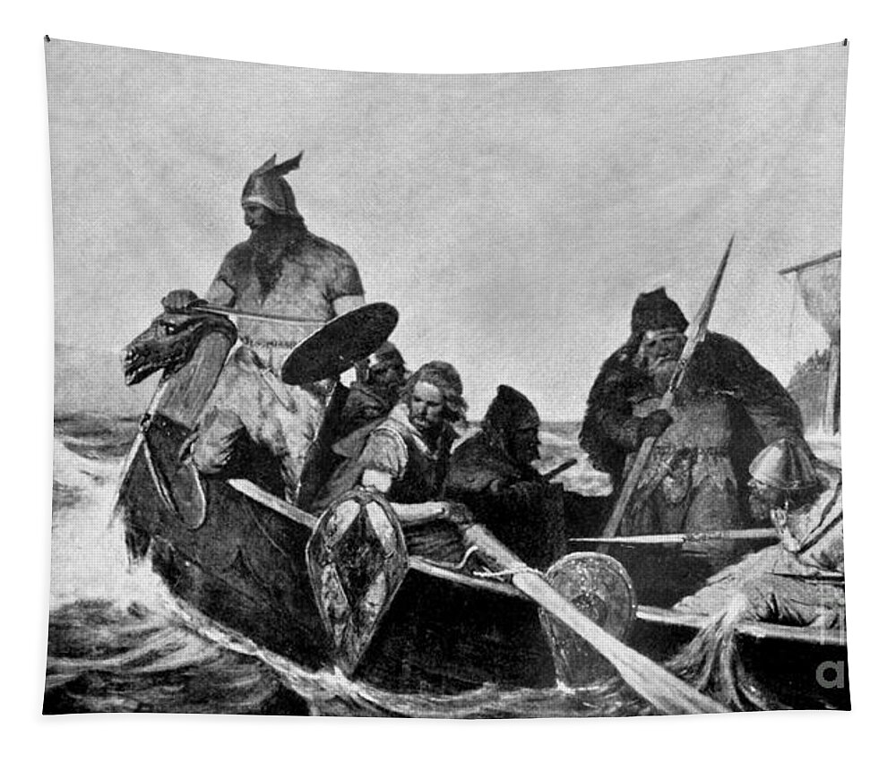 History Tapestry featuring the photograph Leif Ericson Norse Explorer by Photo Researchers
