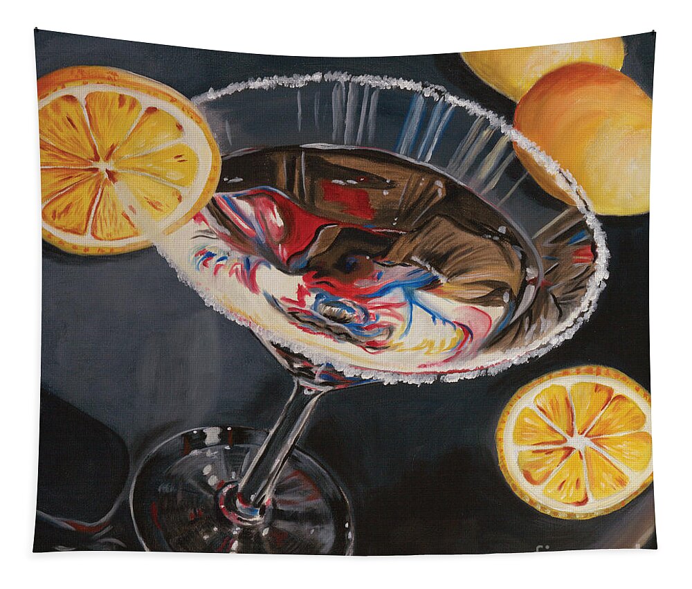 Lemons Tapestry featuring the painting Lemon Drop by Debbie DeWitt
