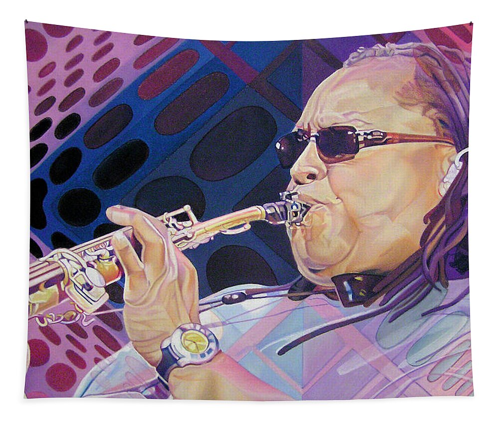 Leroi Moore Tapestry featuring the drawing Leroi Moore-Op Art Series by Joshua Morton