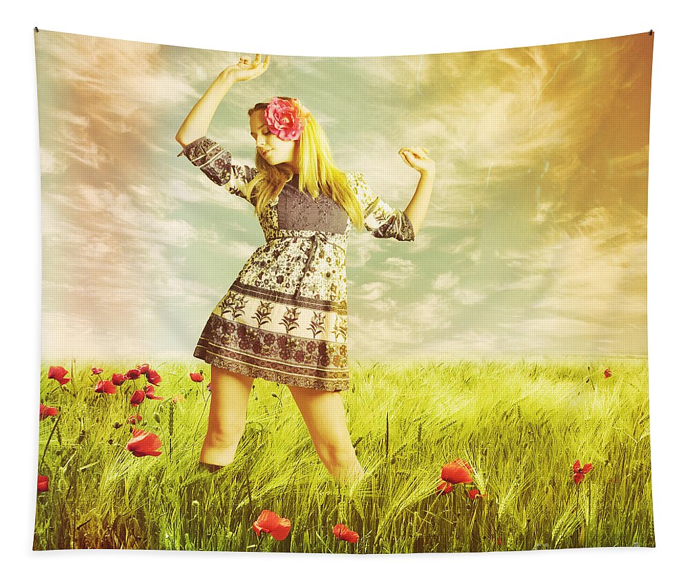 Landscape Tapestry featuring the digital art Let us Dance in the Sun by Linda Lees