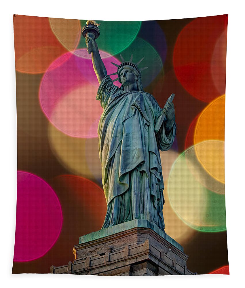 Statue Of Liberty Tapestry featuring the photograph Liberty Bokeh by Steve Purnell