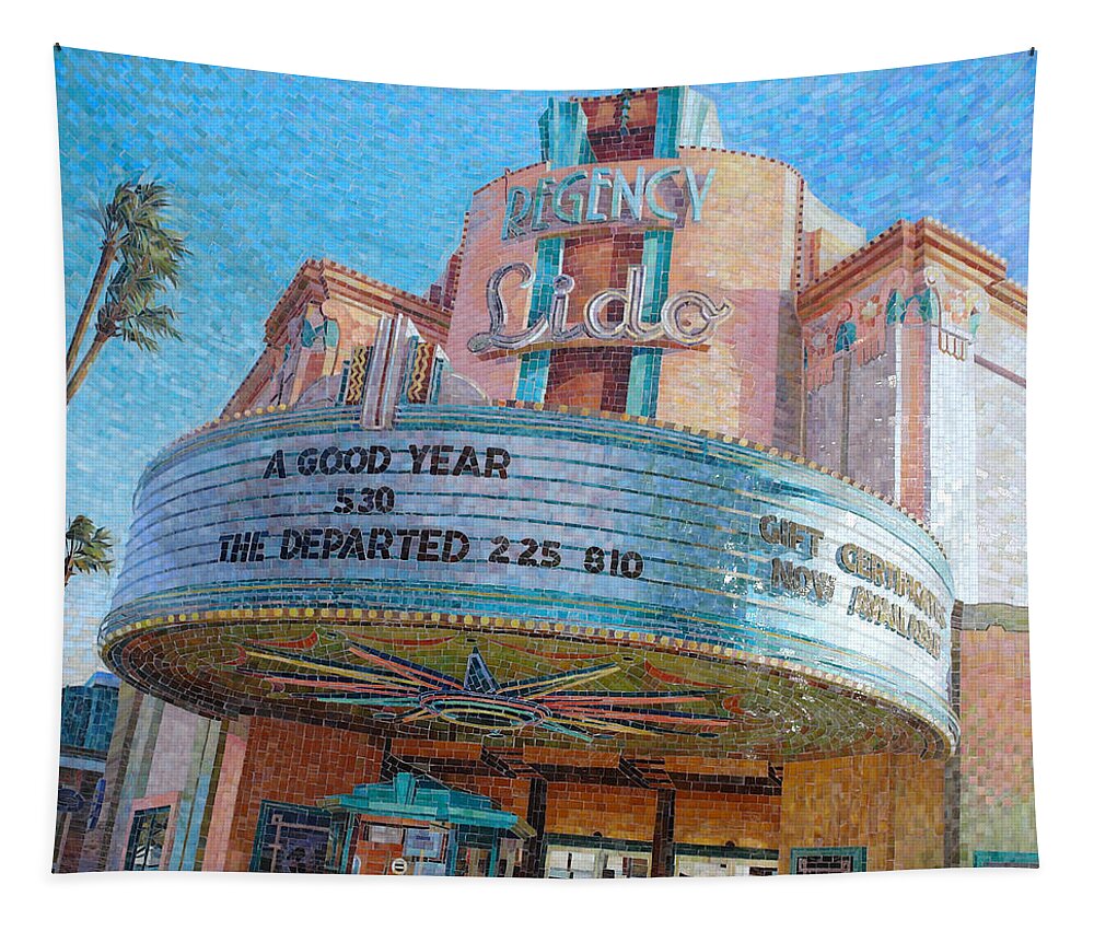 Vintage Tapestry featuring the painting Lido Theater by Mia Tavonatti