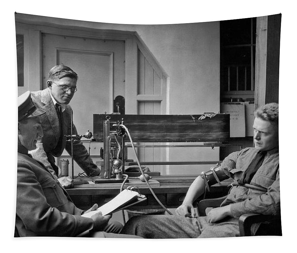 1924 Tapestry featuring the photograph Lie Detector Test by Underwood Archives