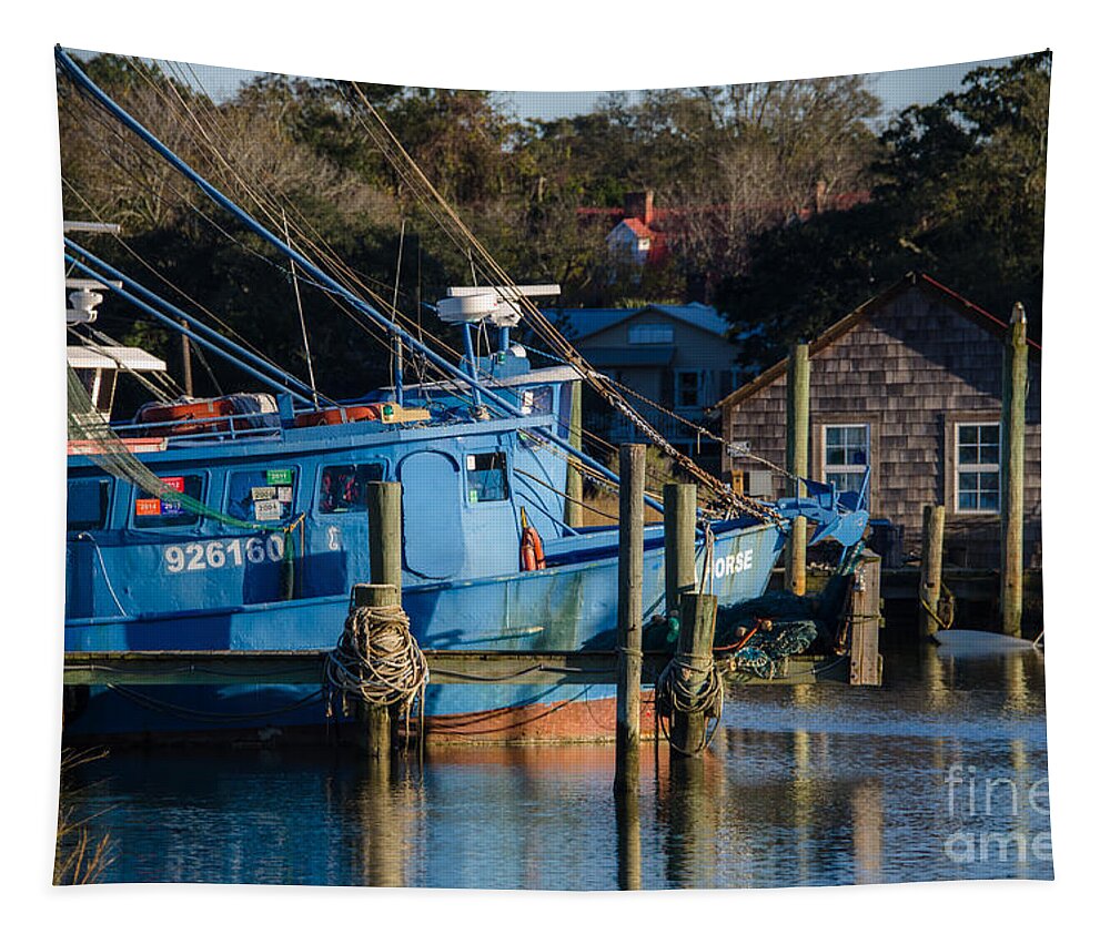 Shem Creek Tapestry featuring the photograph Life on Shem Creek by Dale Powell