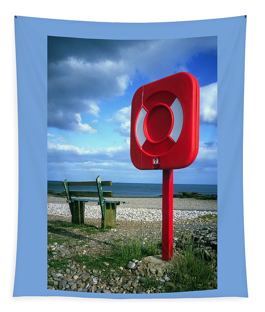Lifebuoy Tapestry featuring the photograph Lifebouy at Budleigh Salterton by Gordon James