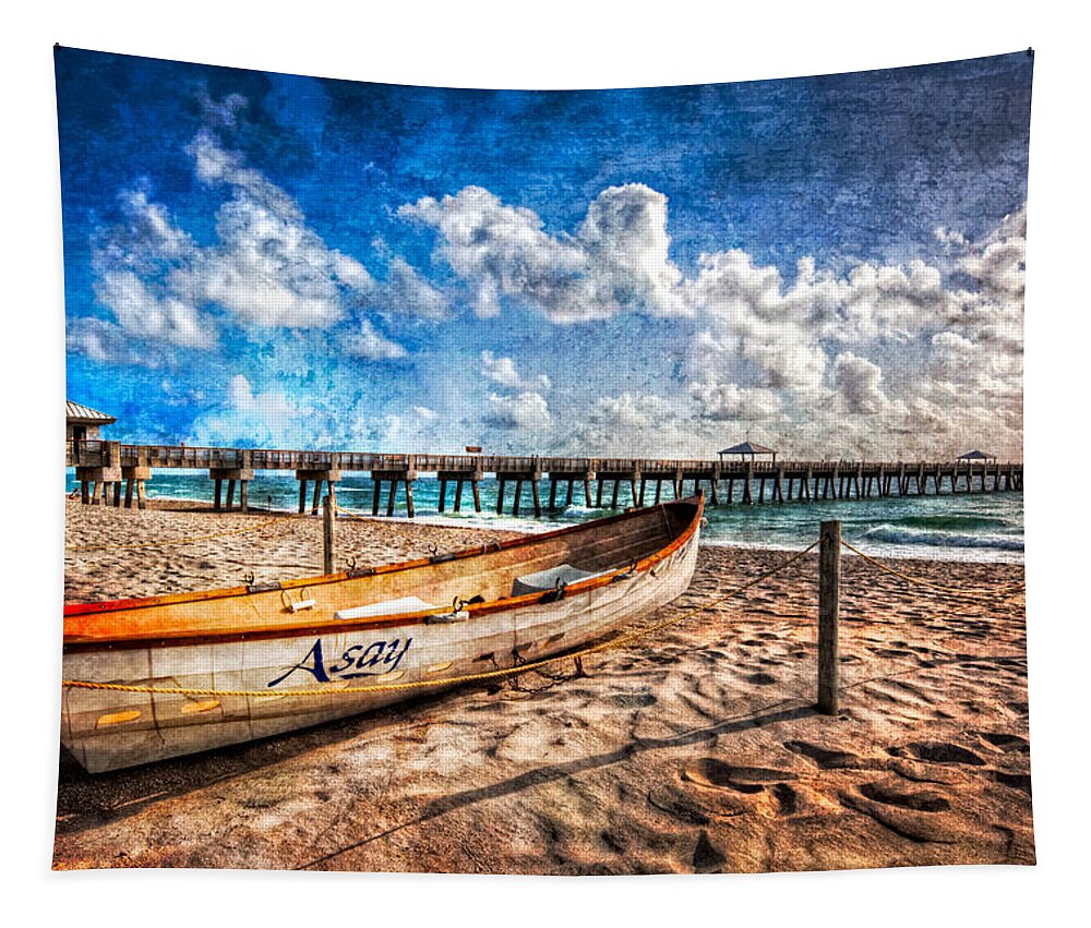Boats Tapestry featuring the photograph Lifeguard Boat by Debra and Dave Vanderlaan