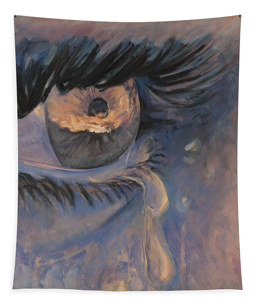 Eye Tapestry featuring the painting Light falling from the eyes by Marco Busoni