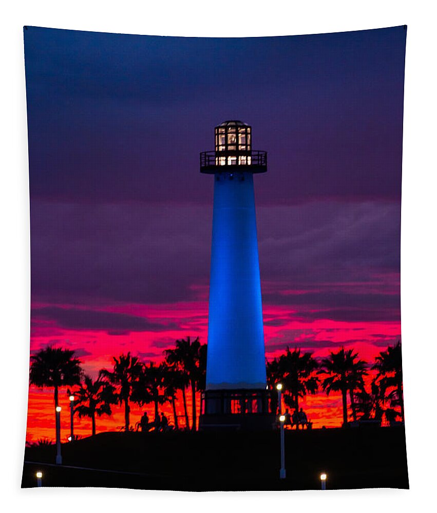 Light House Tapestry featuring the photograph Light House in the Firey Sky by Denise Dube