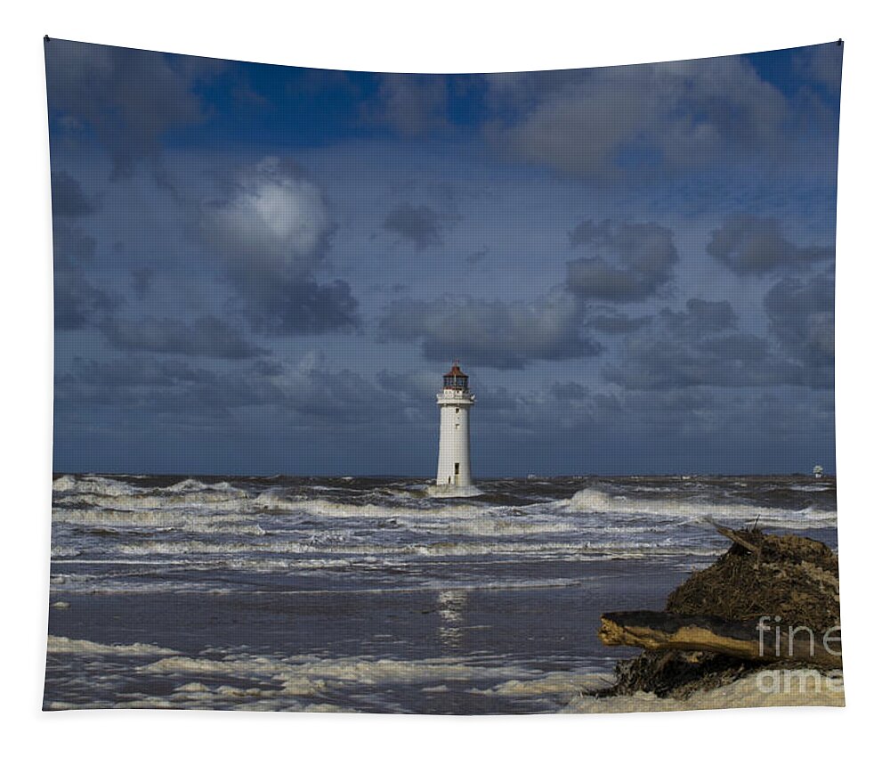 Light House Tapestry featuring the photograph lighthouse at New Brighton by Spikey Mouse Photography