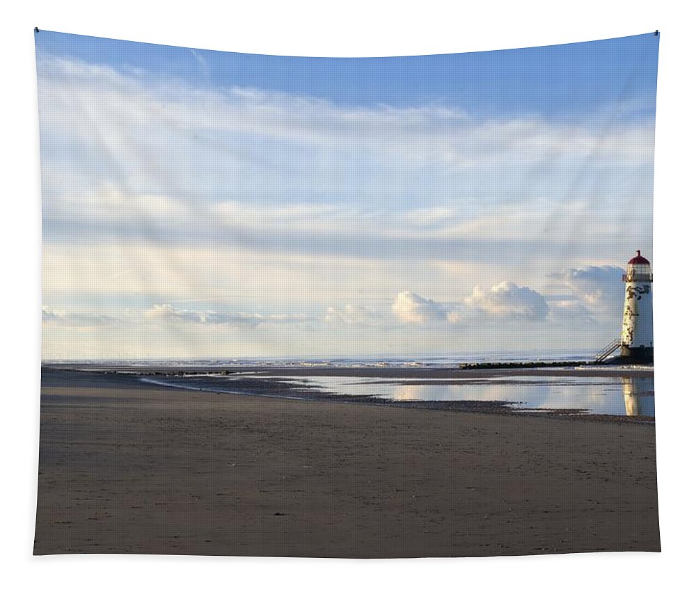  Silver Man Tapestry featuring the photograph Lighthouse at Talacre by Spikey Mouse Photography