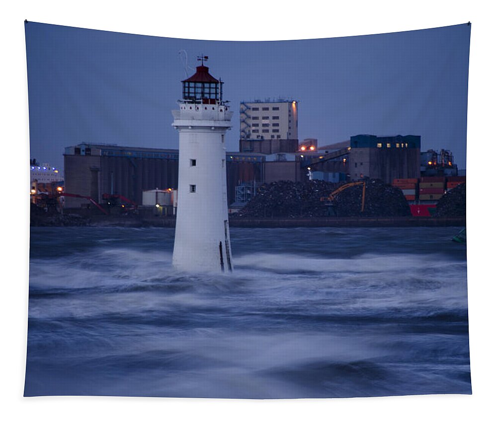 Lighthouse Tapestry featuring the photograph Lighthouse in the Storm by Spikey Mouse Photography