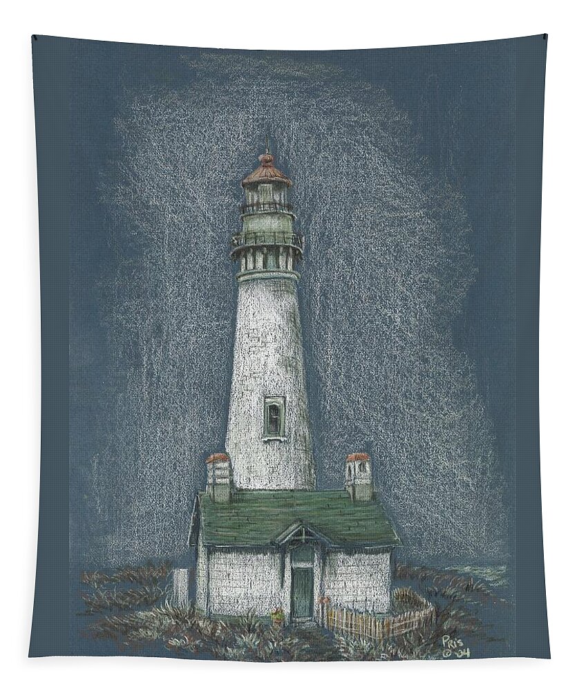 Lighthouse Tapestry featuring the drawing Lighthouse by Pris Hardy