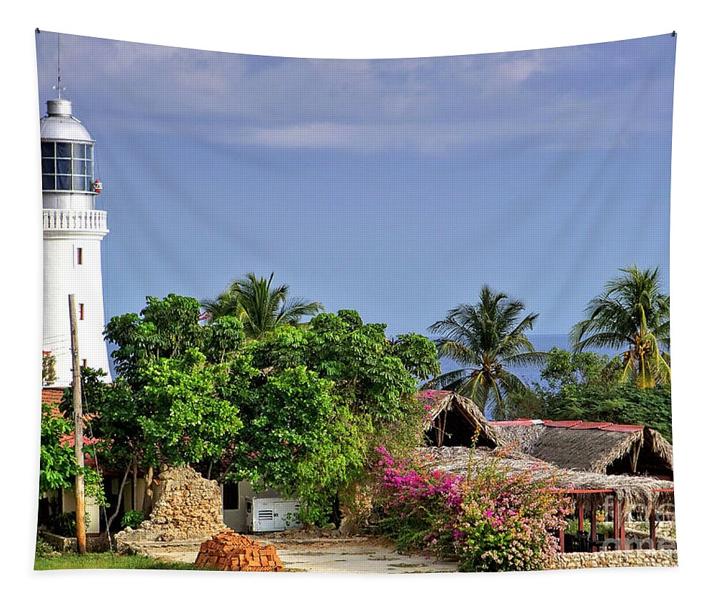 Lighthouse Tapestry featuring the photograph Lighthouse Santiago de Cuba by Lynn Bolt