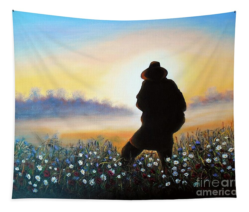 Landscapes Tapestry featuring the painting Lighthunter by Vesna Martinjak
