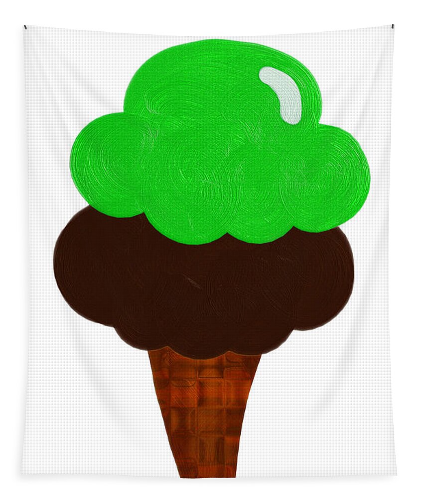 Food Tapestry featuring the digital art Lime And Chocolate Ice Cream by Andee Design
