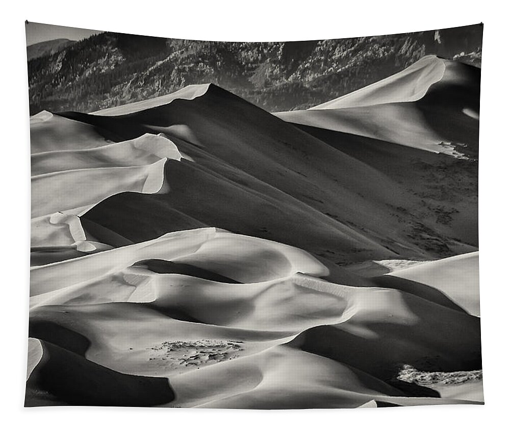Sand Dunes Tapestry featuring the photograph Lines and Shadows 2 by Linda Villers