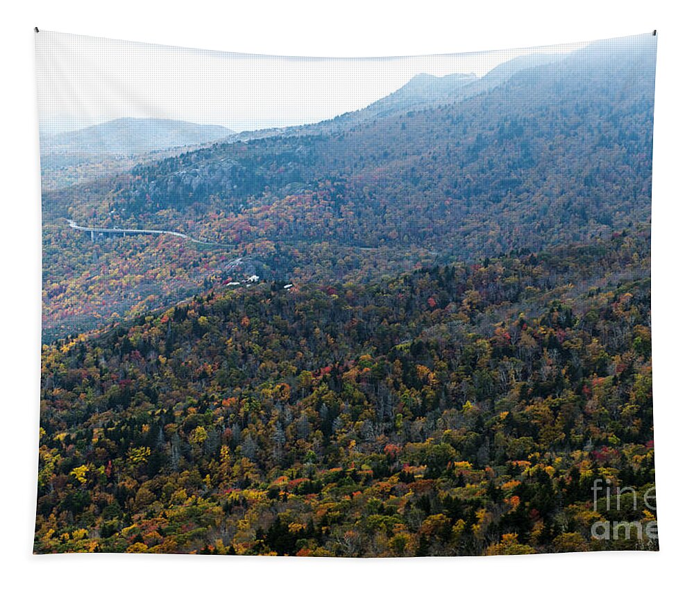 Linn Cove Viaduct Tapestry featuring the photograph Linn Cove Viaduct on the Blue Ridge Parkway by David Oppenheimer