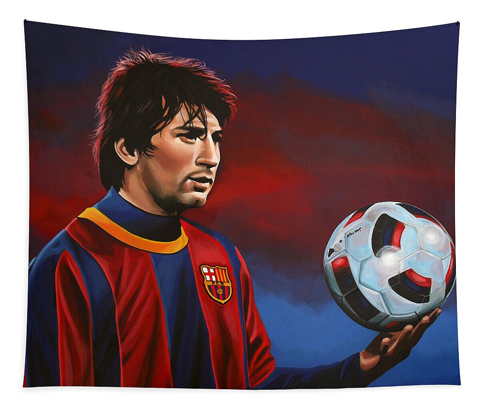 Lionel Messi Tapestry featuring the painting Lionel Messi 2 by Paul Meijering