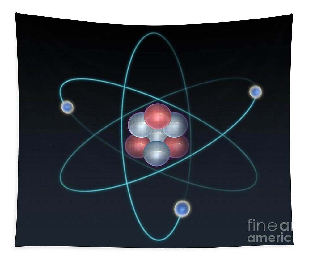 3d Illustration Tapestry featuring the photograph Lithium Atomic Model by Evan Oto