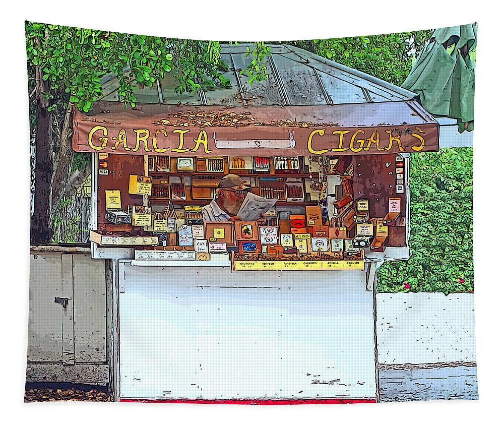 Key West Florida Tapestry featuring the photograph Little Cigar Shop Key West by Rebecca Korpita