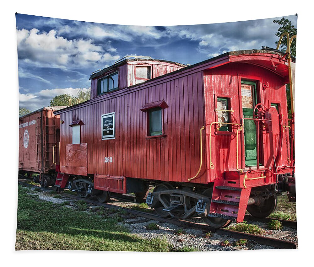Guy Whiteley Photography Tapestry featuring the photograph Little Red Caboose by Guy Whiteley