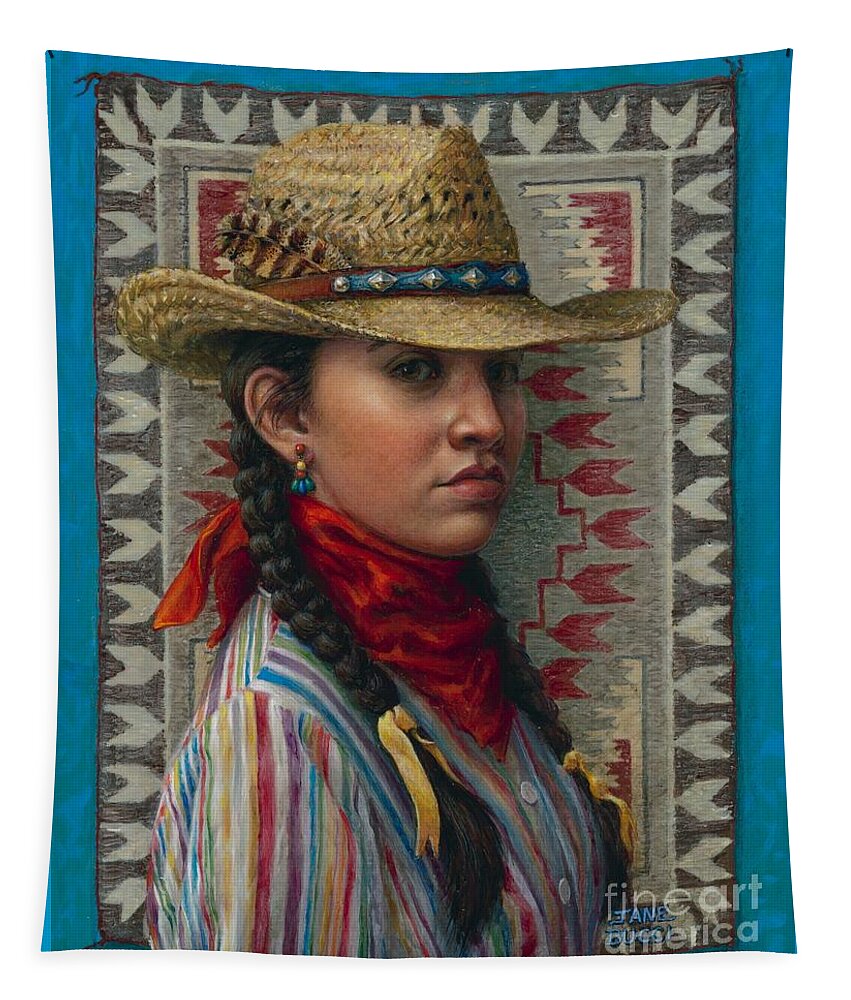 Woman Tapestry featuring the painting Little Rising Hawk by Jane Bucci