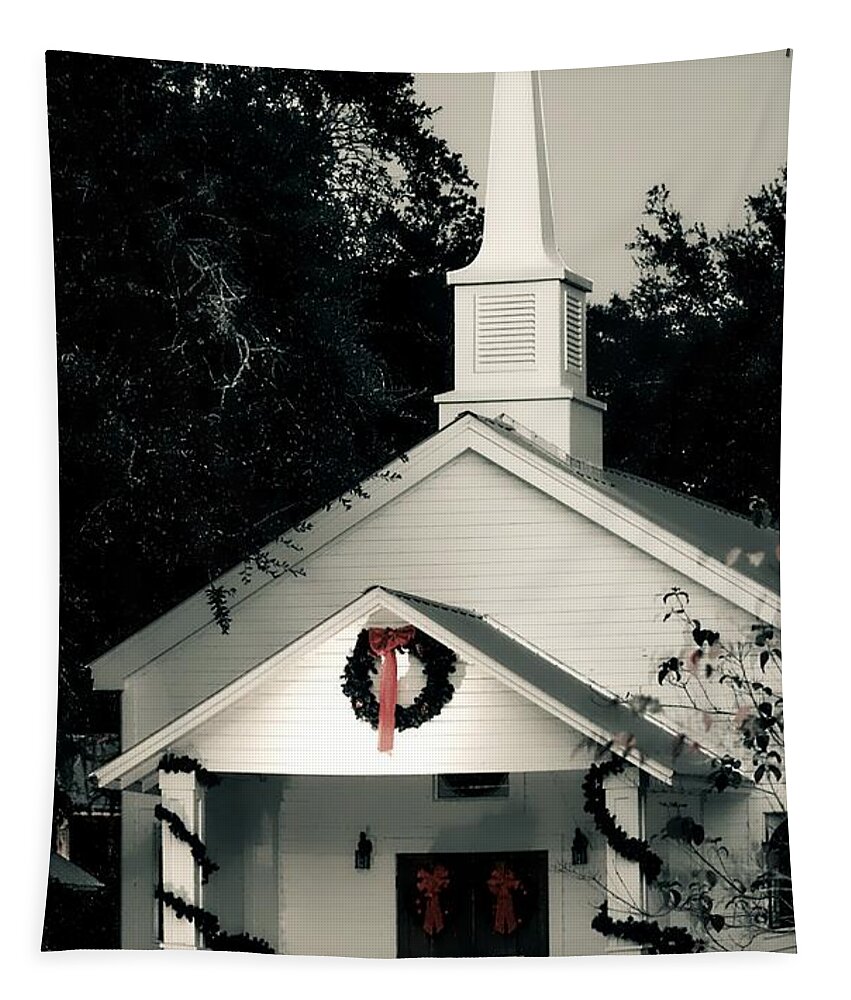 Church Tapestry featuring the photograph Little White Church 2 by Debra Forand