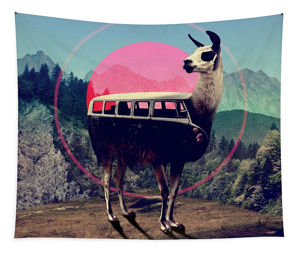 Llama Tapestry featuring the digital art Llama by Ali Gulec