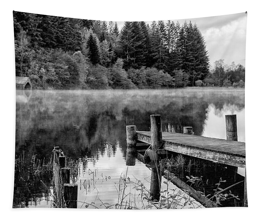 Loch Ard Tapestry featuring the photograph Loch Ard Boathouse by Nigel R Bell