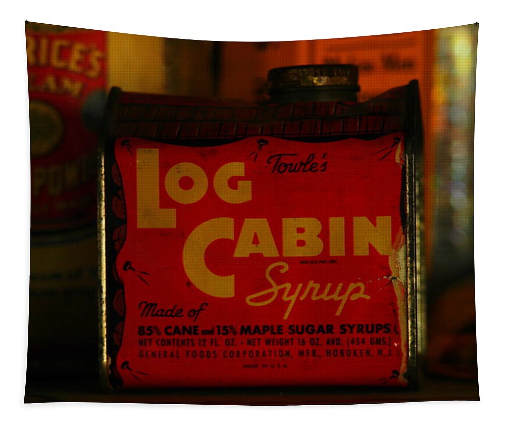 Tin Cans Tapestry featuring the photograph Log Cabin Syrup by Jeff Swan