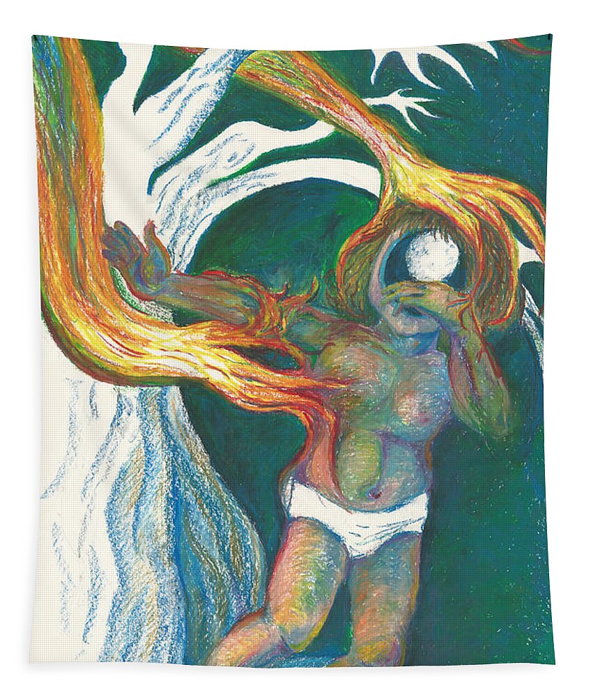 Loneliness Tapestry featuring the painting Loneliness and Fear by Melinda Dare Benfield