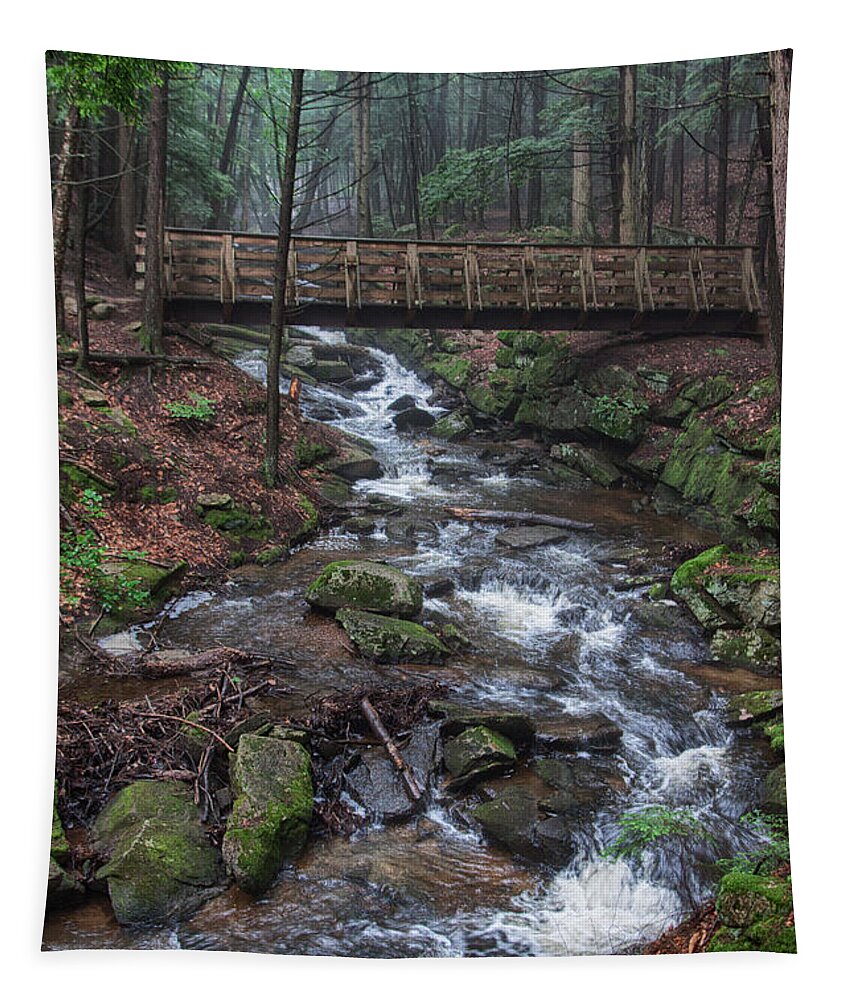 New England Tapestry featuring the photograph Lonely Bridge over troubled water by Jeff Folger