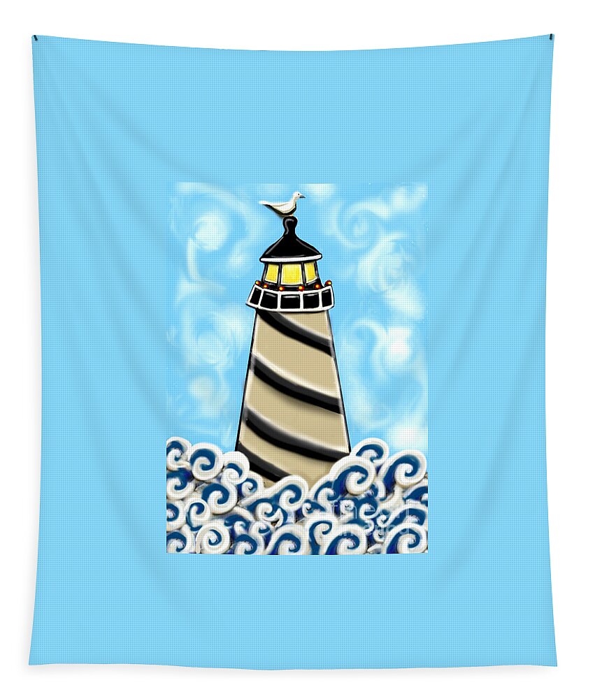 Ocean Tapestry featuring the painting Lonely Lighthouse by Cynthia Snyder