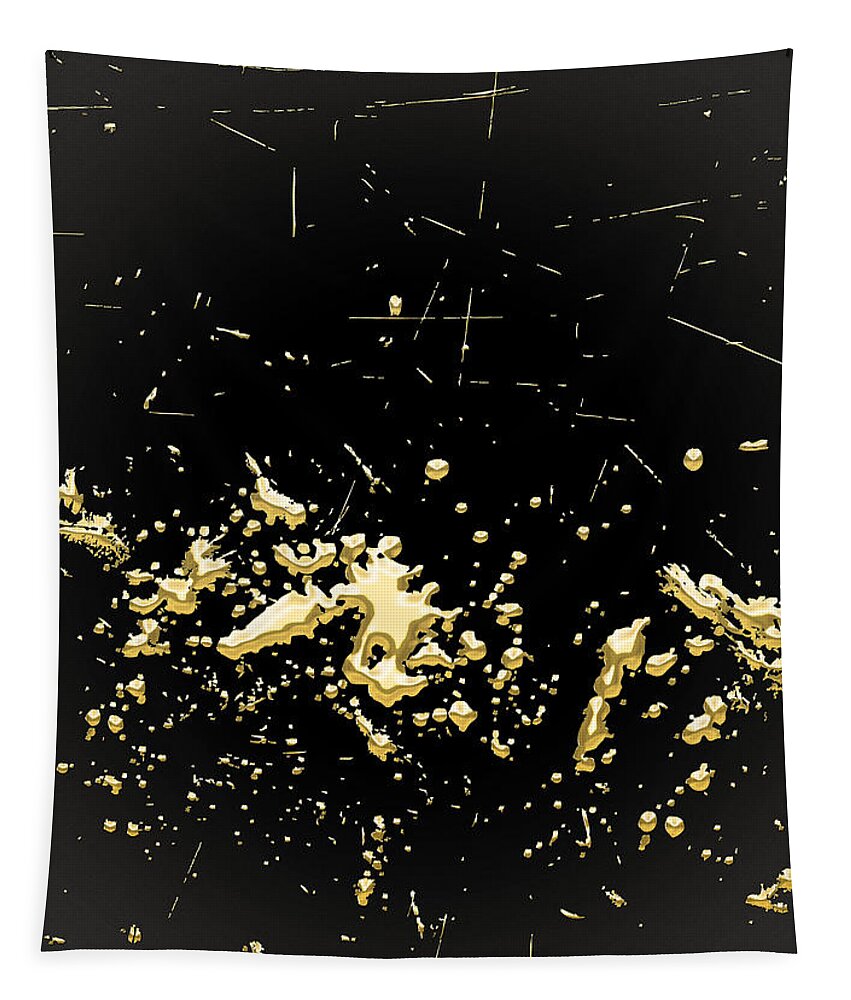 'abstracts Plus' Collection By Serge Averbukh Tapestry featuring the digital art Looking for Gold - Gold Nuggets on Black II by Serge Averbukh