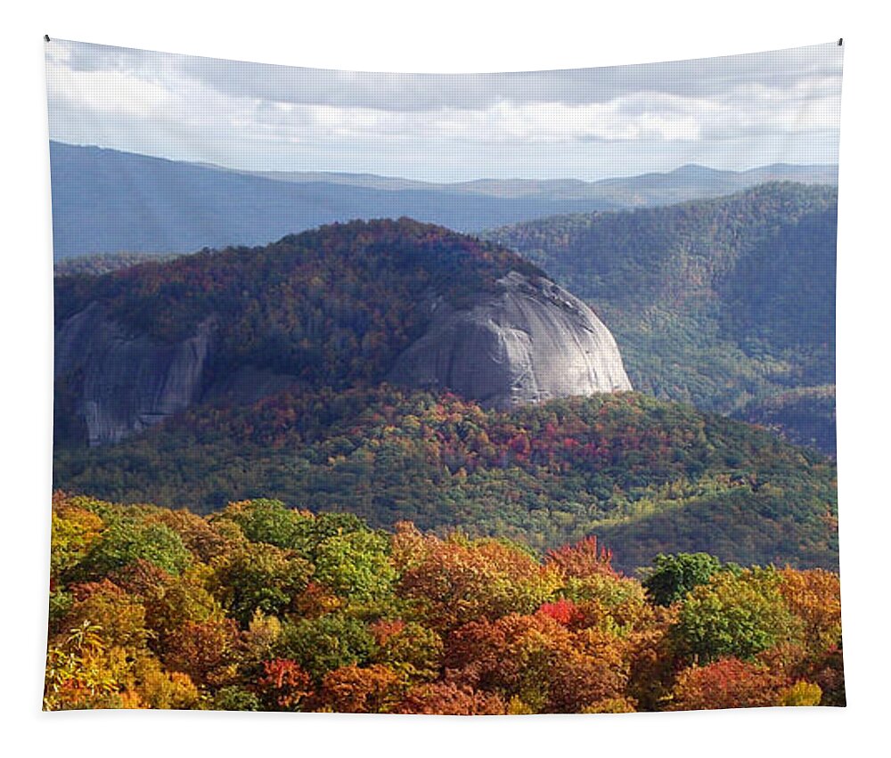 Landscapes. Printscapes Tapestry featuring the photograph Looking Glass Rock and Fall Folage by Duane McCullough