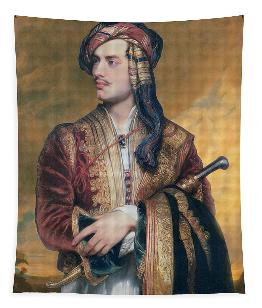 Thomas Phillips Tapestry featuring the painting Lord Byron in Albanian Dress by Thomas Phillips
