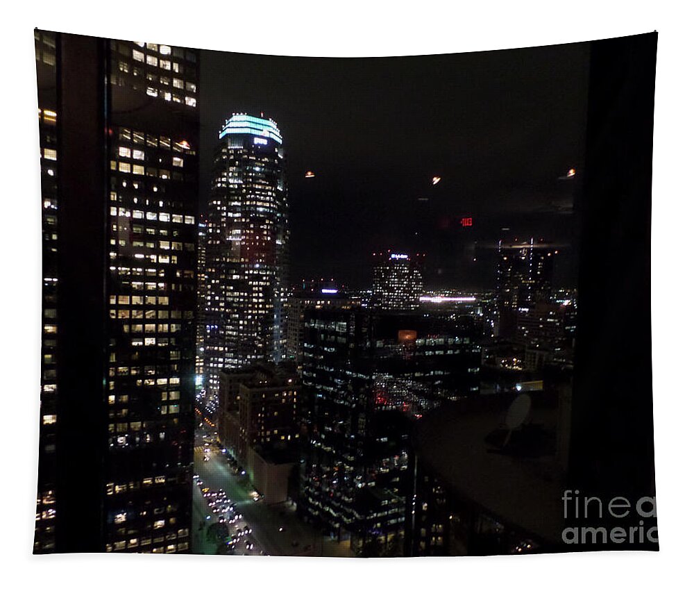 Los Angeles Tapestry featuring the photograph Los Angeles Nightscape by HEVi FineArt